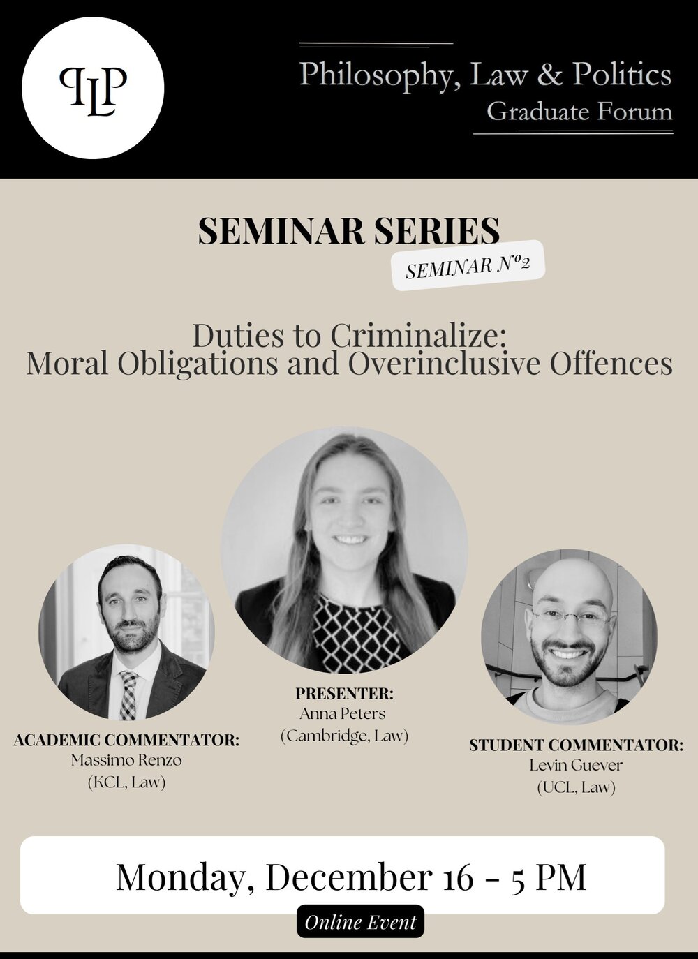 Poster for “Duties to Criminalize: Moral Obligations and Overinclusive Offences”